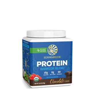 Sunwarrior Protein Warrior Blend, chocolate flavour, 375g, plant-based, USDA organic.