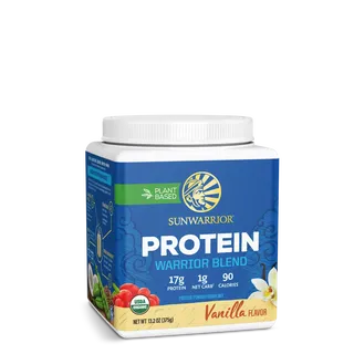 Sunwarrior Protein Warrior Blend, vanilla flavour, 375g, plant-based, USDA organic.