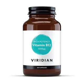Brown bottle of Viridian Vitamin B12, 1000µg, 60 capsules.