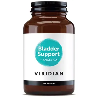Viridian Bladder Support with Angelica, 30 capsules in a brown bottle.