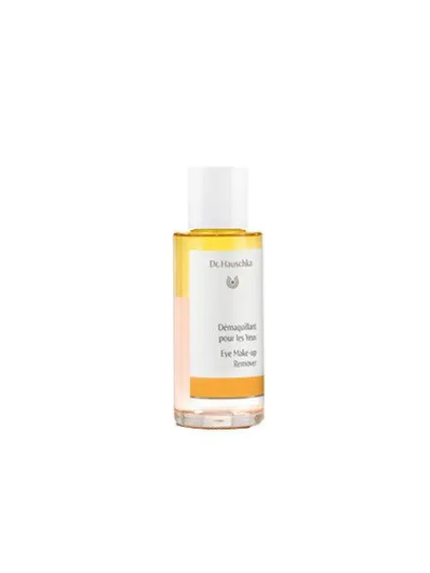Dr. Hauschka Eye Make-up Remover bottle with white cap.