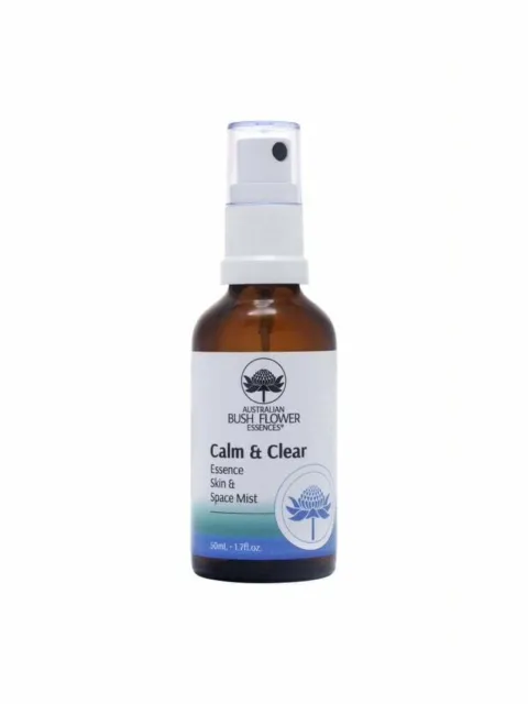 Brown spray bottle labelled "Calm & Clear Essence Skin & Space Mist".