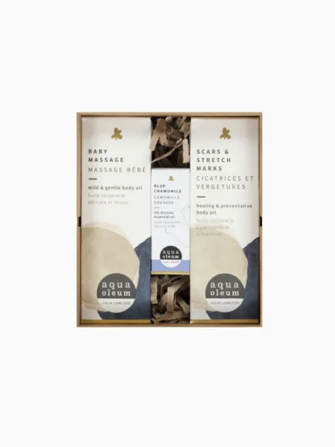Aqua Oleum gift set with baby massage and scars body oils.