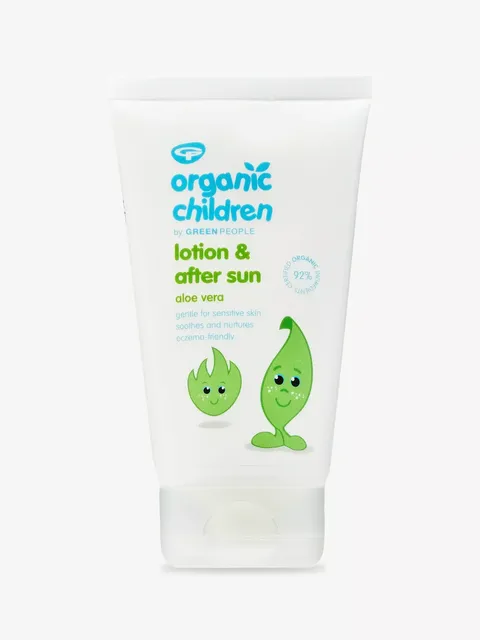 Organic Children lotion and after sun, aloe vera, 92% organic, eczema-friendly.