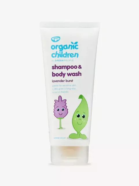 Organic Children shampoo and body wash, lavender burst, 200ml tube.