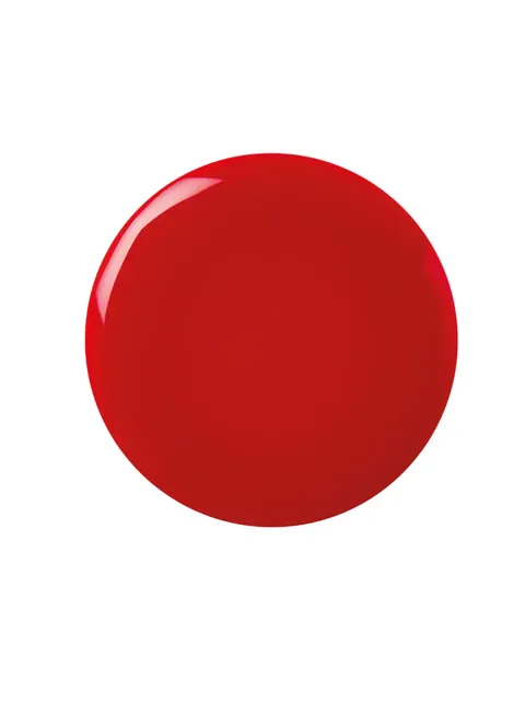 Bright red nail polish swatch on white background.