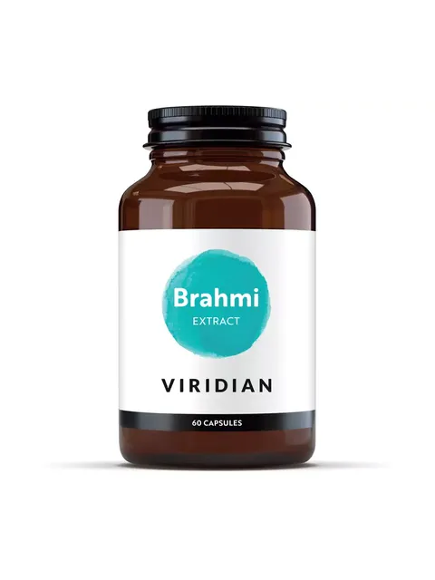 Brown bottle of Viridian Brahmi Extract, 60 capsules.