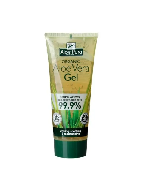 Aloe Pura Organic Aloe Vera Gel tube, 99.9% bio active aloe vera, cooling and moisturising.