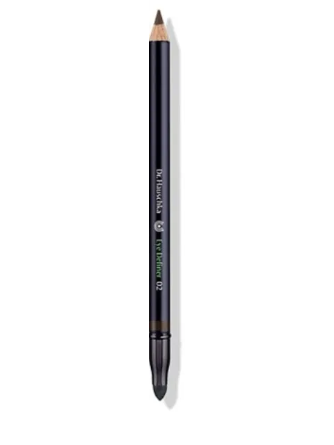 Black eye pencil with smudger, labelled "Dr. Hauschka Eye Definer 02".