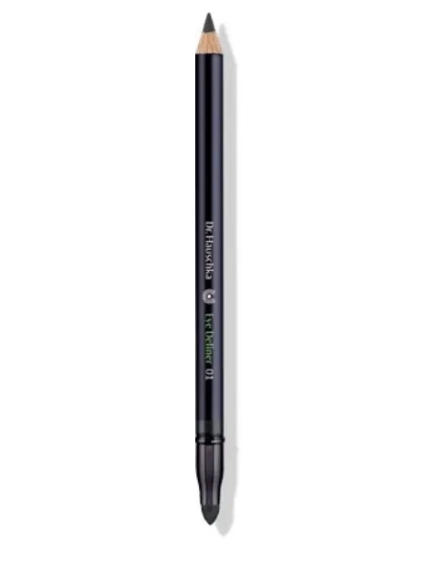 Black eyeliner pencil with smudger, labelled "Dr. Hauschka Eye Definer 01".