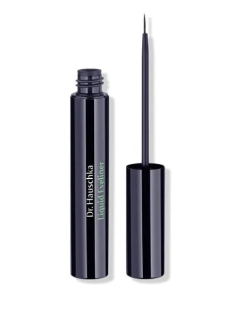 Dr. Hauschka Liquid Eyeliner with open cap and fine brush applicator.