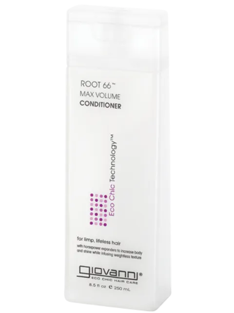Giovanni Root 66 Max Volume Conditioner, 250ml bottle, for limp, lifeless hair.