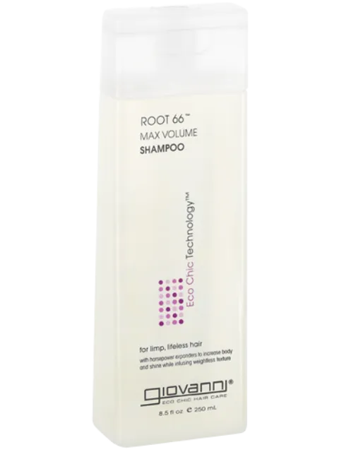 Giovanni Root 66 Max Volume Shampoo, 250 ml bottle, for limp, lifeless hair.