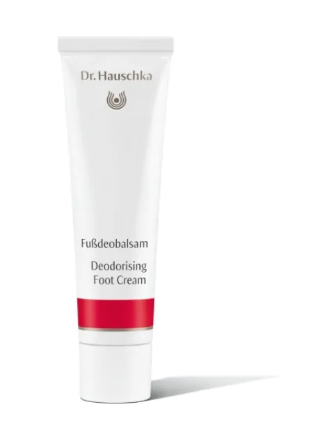 Dr. Hauschka Deodorising Foot Cream tube with red band.