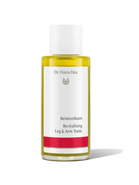 Dr. Hauschka Revitalising Leg & Arm Tonic bottle with red label.