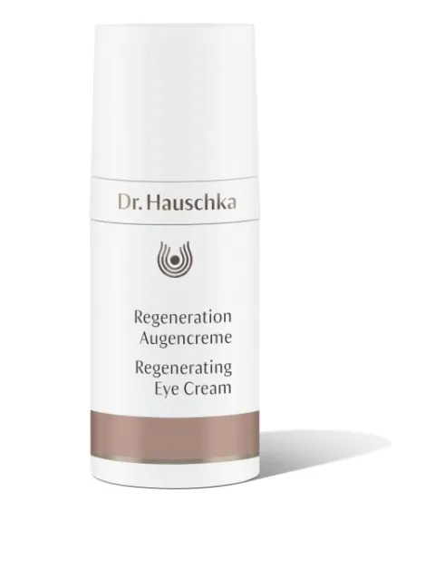 Dr. Hauschka Regenerating Eye Cream bottle with brown band at base.