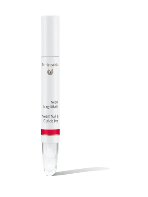 Dr. Hauschka Neem Nail & Cuticle Pen with red band and clear cap.