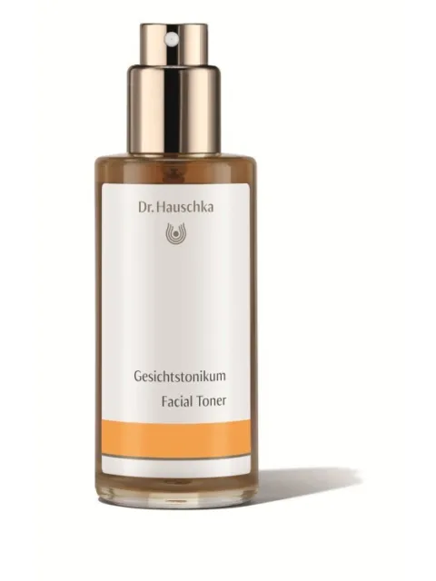 Dr. Hauschka Facial Toner bottle with gold cap and white label.