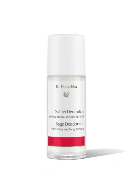 Dr. Hauschka Sage Deodorant bottle with red label, 50ml.