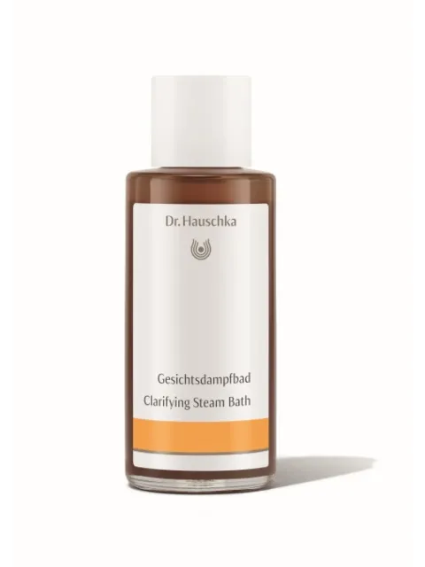 Dr. Hauschka Clarifying Steam Bath bottle with white cap.