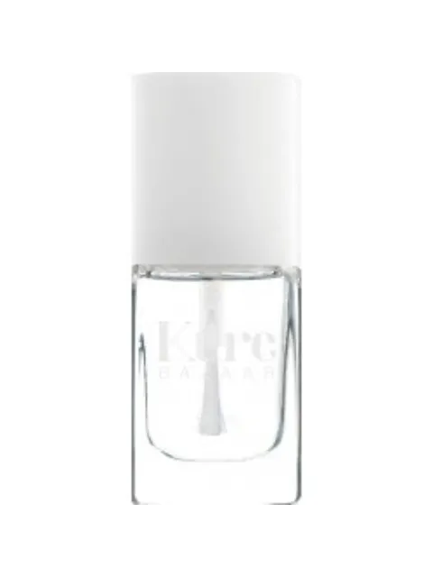 Clear nail polish bottle with white cap, labelled "Kure Bazaar".