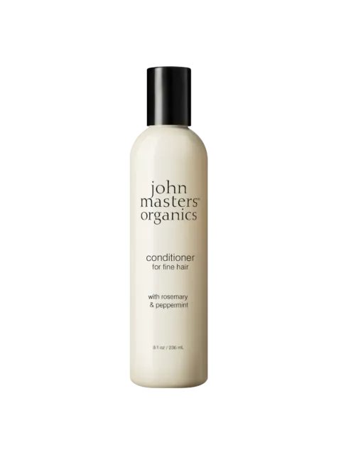 John Masters Organics conditioner for fine hair, rosemary and peppermint, 236 ml bottle.