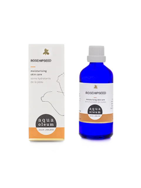 Rosehip seed moisturising skincare bottle and box by Aqua Oleum.