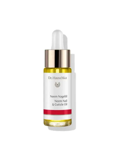 Dr. Hauschka Neem Nail & Cuticle Oil in a glass bottle with dropper.