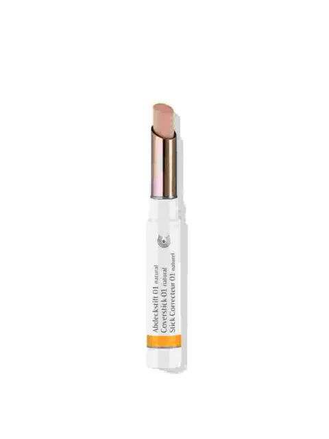 White concealer stick with beige tip and gold cap, labelled "Correcteur 01 naturel".