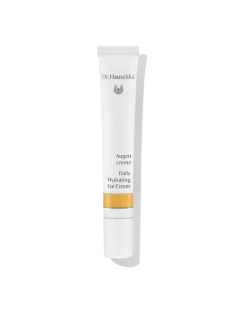 Dr. Hauschka Daily Hydrating Eye Cream tube with gold accent.