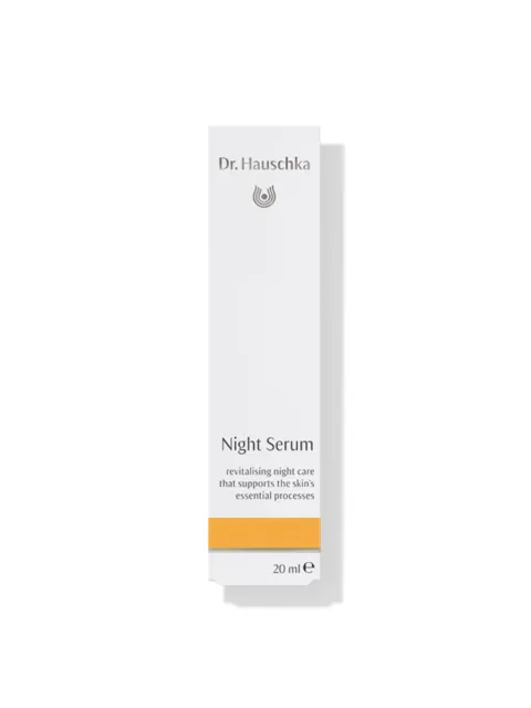 Dr. Hauschka Night Serum box, 20 ml, with product description.
