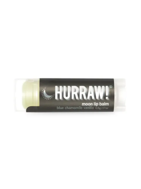Hurraw! moon lip balm, blue chamomile vanilla, 4.8g tube.