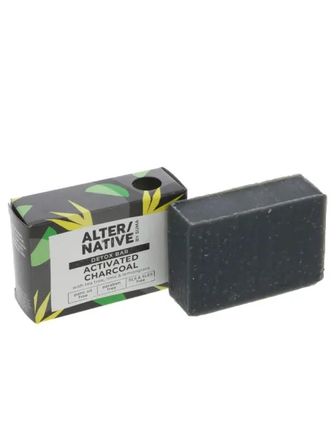 Activated charcoal detox bar with packaging, palm oil and paraben free.