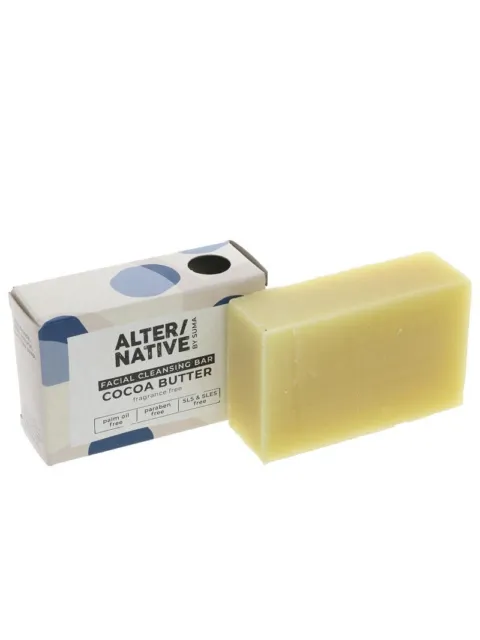 Cocoa butter facial cleansing bar with packaging. Fragrance, palm oil, and paraben free.