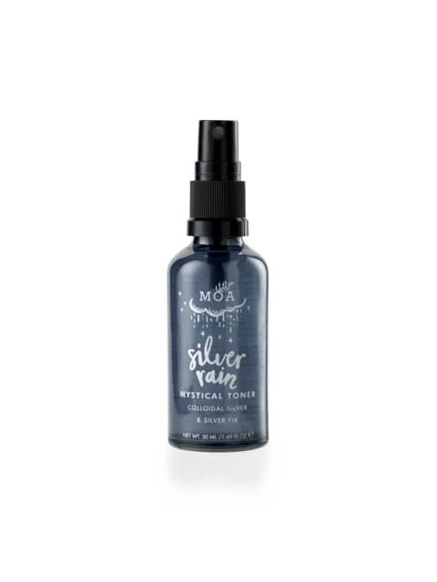 MOA Silver Rain Mystical Toner, 50ml bottle with spray nozzle.