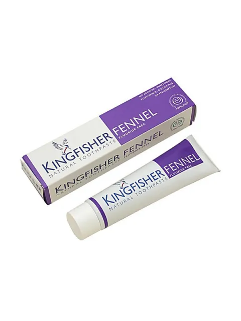 Kingfisher Fennel Natural Toothpaste, fluoride free, with box and tube shown.
