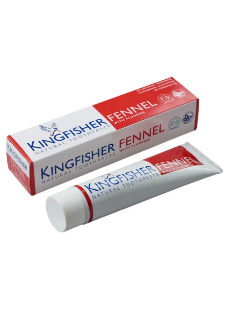 Kingfisher Fennel Natural Toothpaste with Fluoride, tube and box shown.