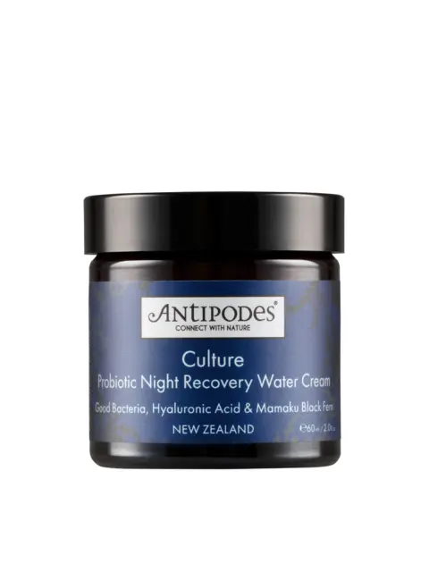 Antipodes Culture Probiotic Night Recovery Water Cream jar, 60ml, New Zealand.