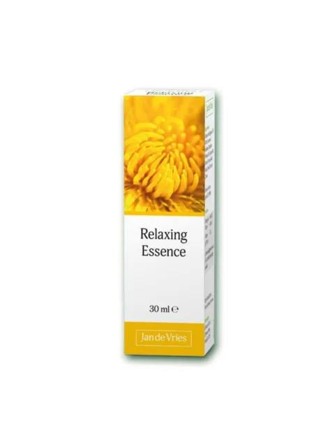 Box of Relaxing Essence, 30 ml, with yellow flower image and Jan de Vries branding.