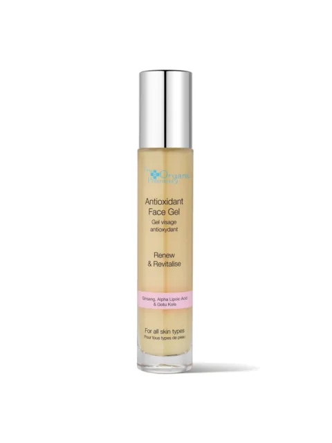Antioxidant Face Gel bottle with silver cap, for all skin types.