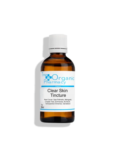 Brown bottle of The Organic Pharmacy Clear Skin Tincture, 50ml.