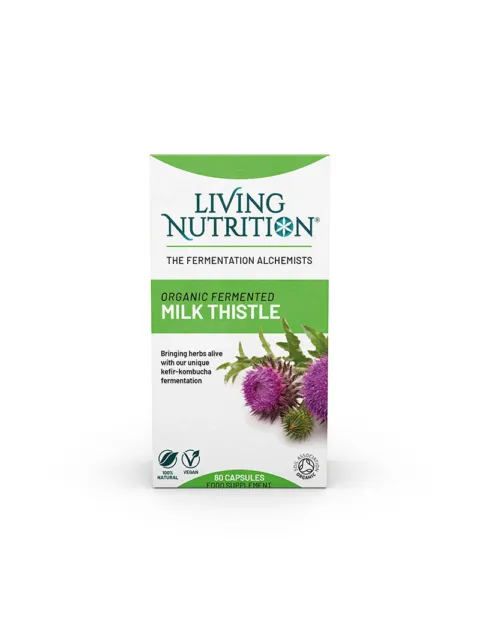 Living Nutrition Organic Fermented Milk Thistle, 60 capsules, vegan, 100% natural.