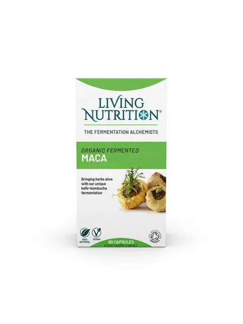 Living Nutrition Organic Fermented Maca, 60 capsules, vegan, 100% natural, Soil Association organic.