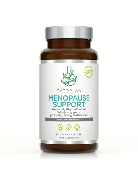 Cytoplan Menopause Support, 60 vegan capsules, whole soy germ, 50mg isoflavones.