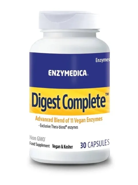 Enzymedica Digest Complete, 30 capsules, vegan enzyme supplement.