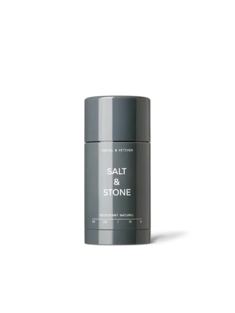Grey Salt & Stone deodorant stick, Santal & Vetiver, 75g.
