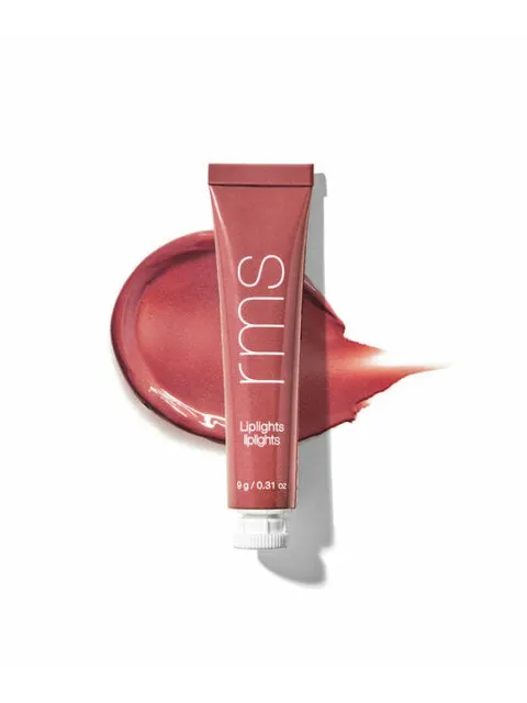 RMS Liplights tube with pink gloss smear, 9g.