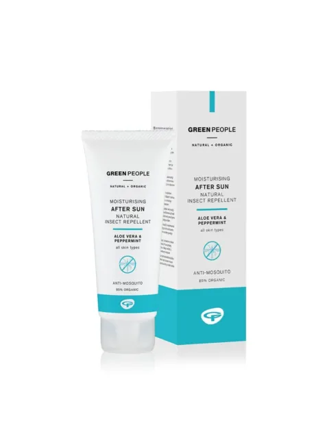 Green People moisturising after sun insect repellent with aloe vera and peppermint, 85% organic.