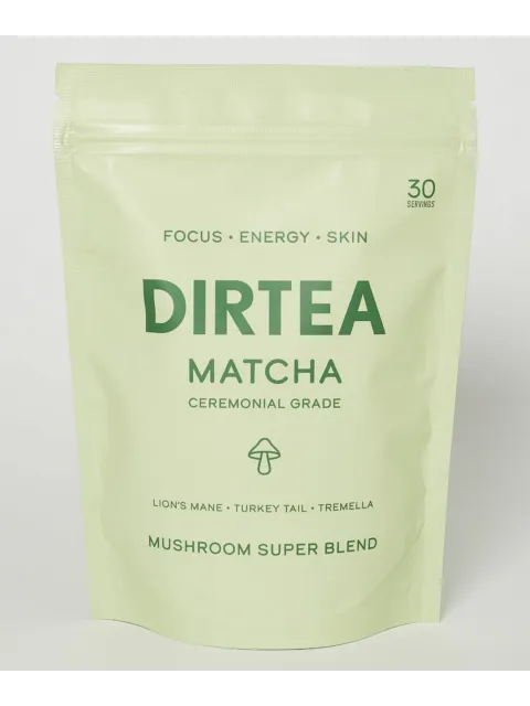 DIRTEA Matcha Ceremonial Grade, 30 servings, Mushroom Super Blend with Lion's Mane, Turkey Tail, Tremella.
