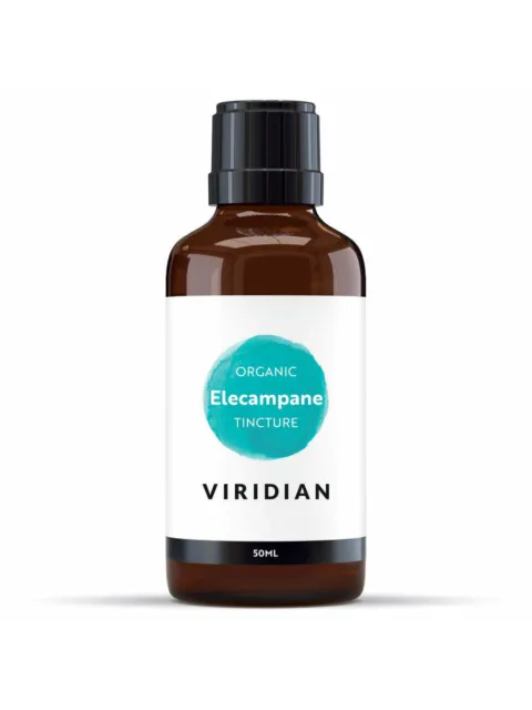 Brown bottle of Viridian Organic Elecampane Tincture, 50ml.